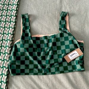 Albion Fit Green Check Olivia Swim Crop XXL